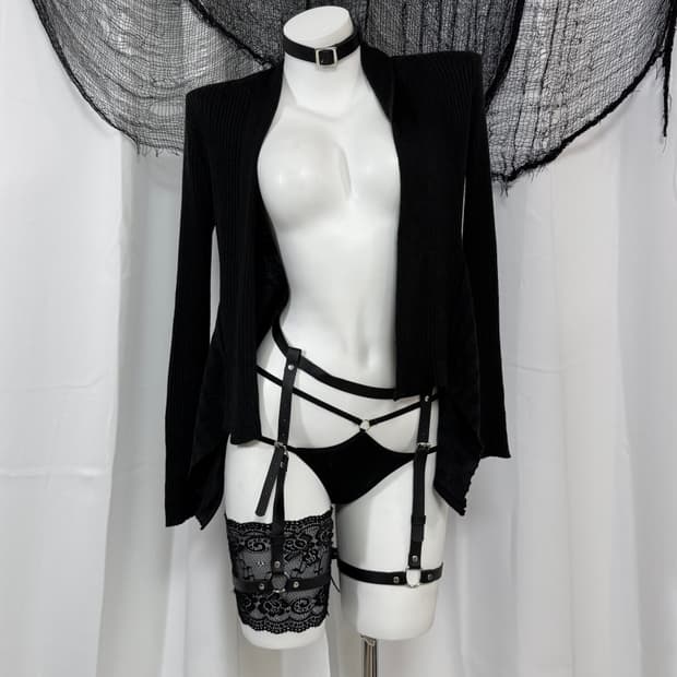 black knit cardigan