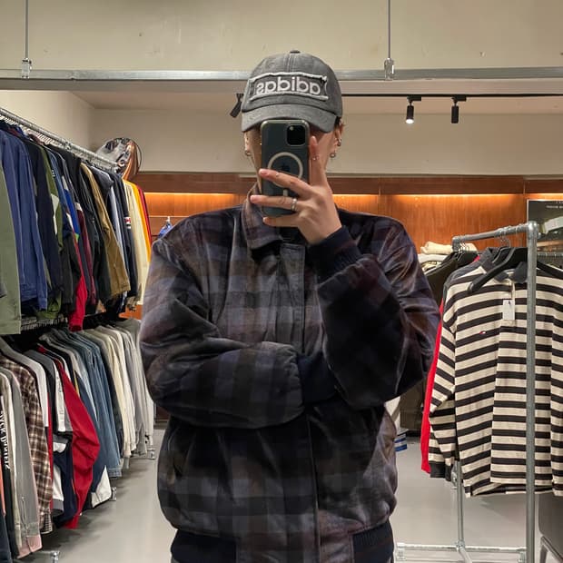 빈티지 체크 스웨이드 자켓  