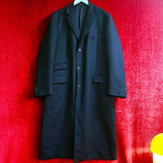 에르메네질도 제냐 Wool 100% 네이비 루즈핏 롱 코트 54size