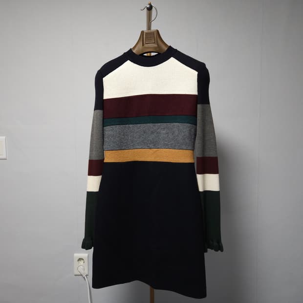55 ) 듀엘 컬러 블럭 니트 원피스