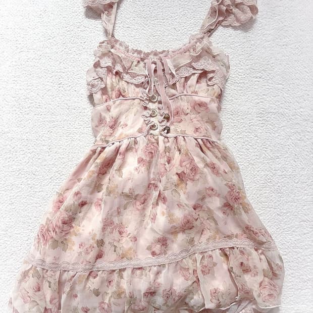 리즈리사 플로럴 고전 핑크 원피스 히메갸루 라떼갸루