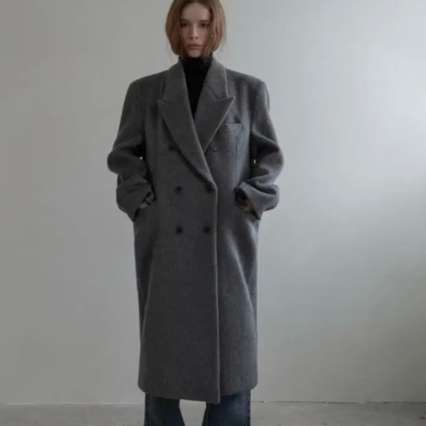 더오유 그레이 롱코트 카리나 롱코트