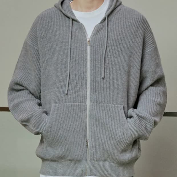 키뮤어 니트 후드집업 M