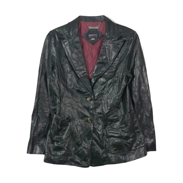 MARZO 마르조 천연 소가죽 딥그린 블레이저 자켓