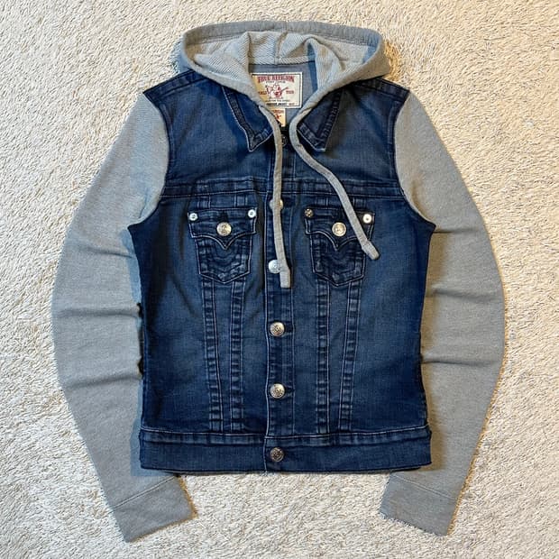 트루릴리전 TRUE RELIGION 투포켓 후드 데님 자켓