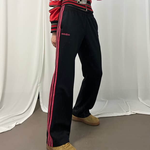 Adidas black & pink track pants