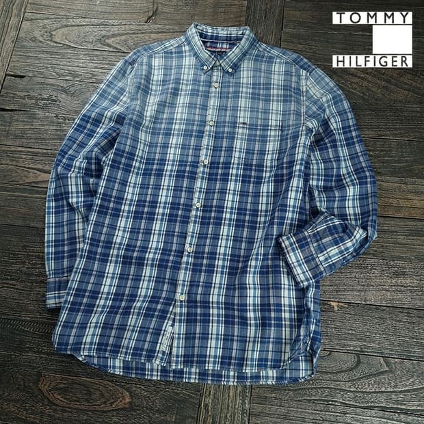 [타미힐피거] 빈티지 그라데이션 워시드 체크 셔츠 M19121