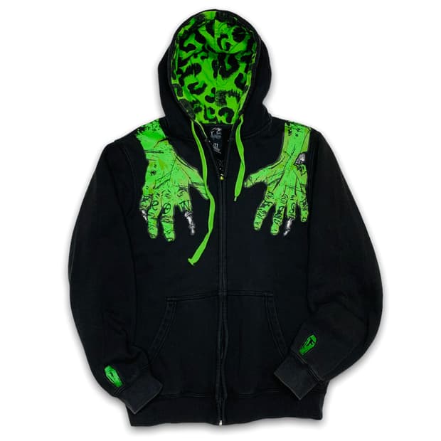 펑크 좀비 아트 호피 패턴 후디집업