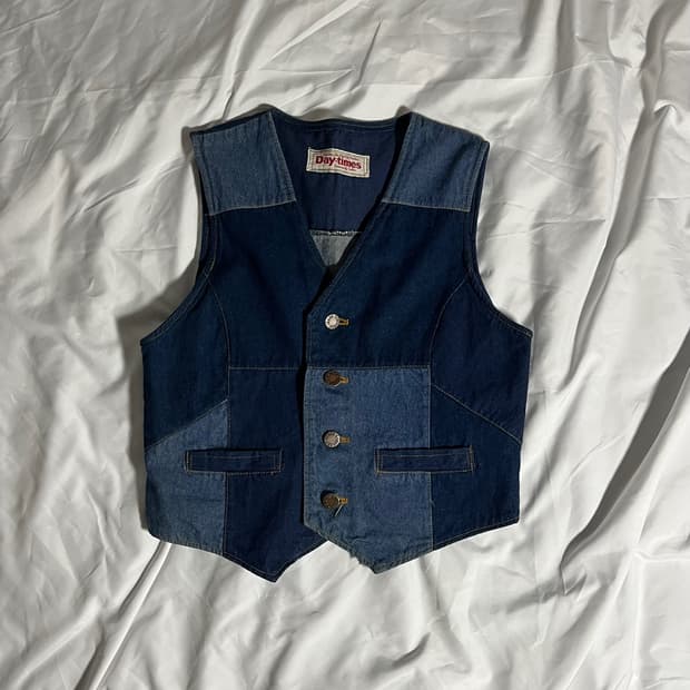 JPN . 일본빈티지 패치워크 데님 베스트