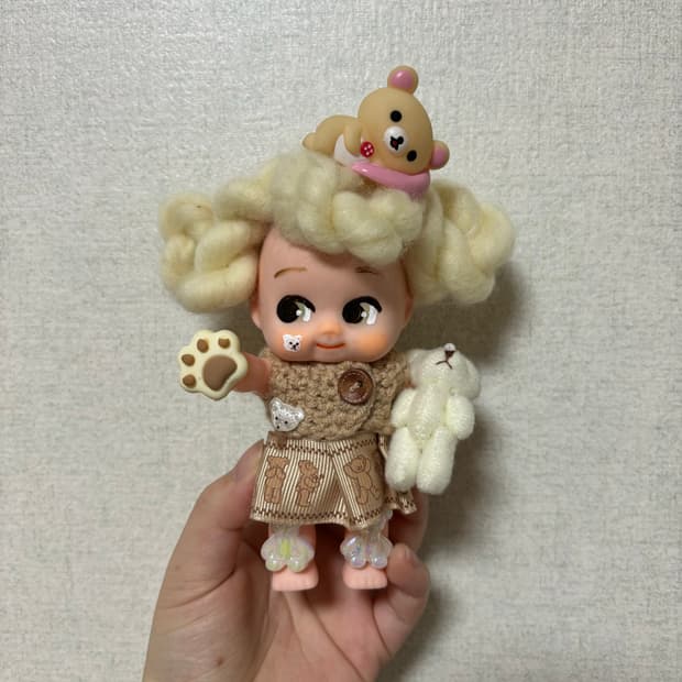 고전 빈티지 코리락쿠마 핸드메이드 큐피 인형