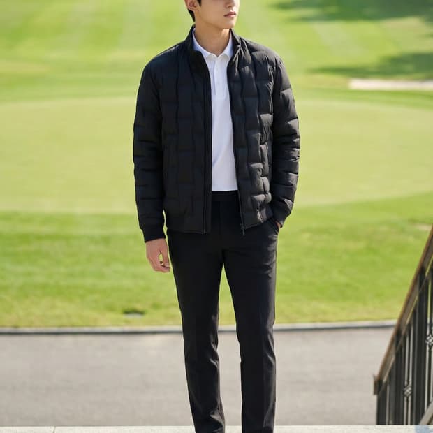 핑(PING) 튜브 구스다운 블록 패딩 점퍼