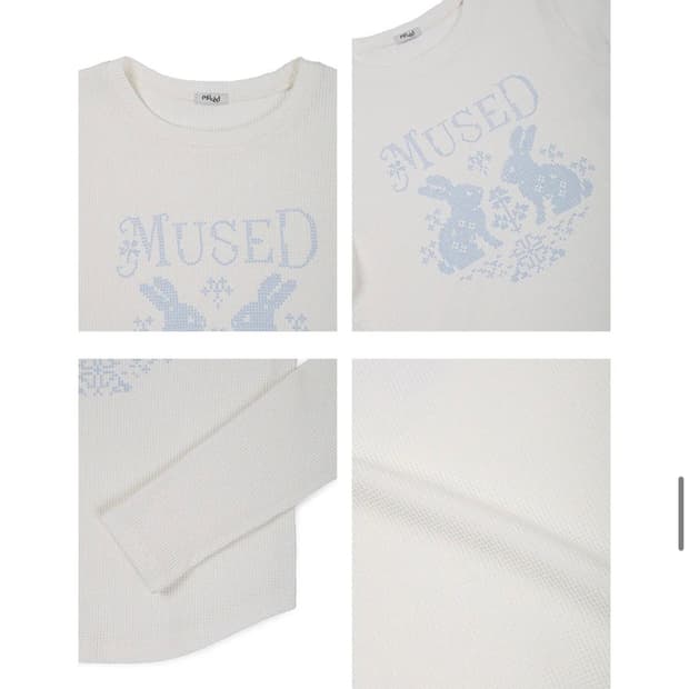 뮤제드 래빗 와플 화이트 티셔츠 새상품 택0