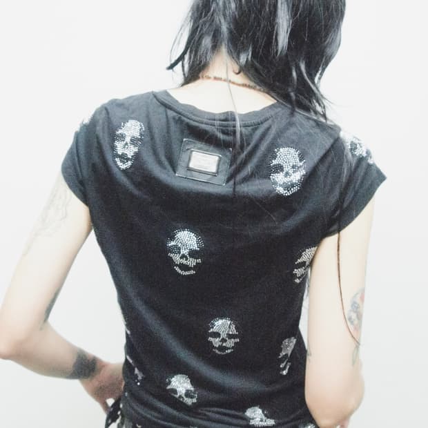 필립플레인 스컬 비즈 슬림핏 티셔츠