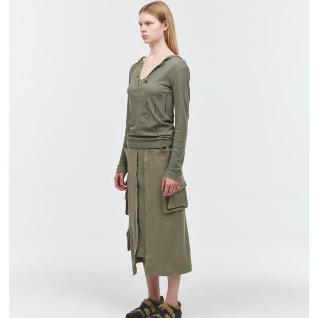 오들리워크샵 multipocket layered skirt 