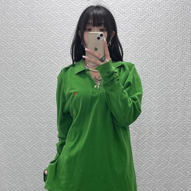 버버리 빈티지 캐주얼 레트로 그린 카라 롱슬리브 XL C12560
