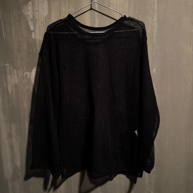 punk Black veil mesh knit top