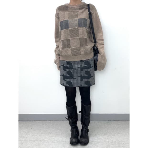 빈티지 그레이 울 스커트