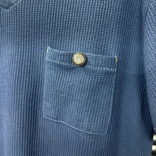 DENIFITS 일본 콘쵸 아메카지 워크 포켓 반팔 와플 웨스턴 에스닉