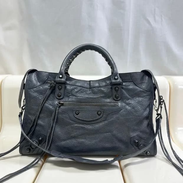 발렌시아가 시티 모터백 미디움 다크그레이 흑장