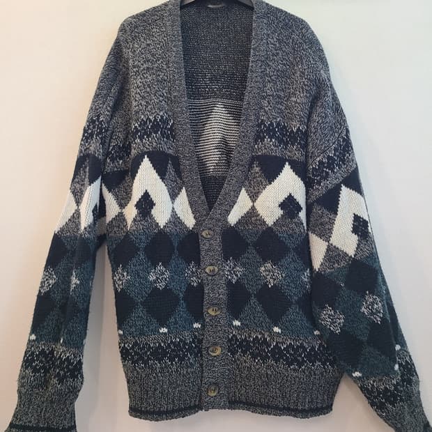 빅사이즈 아가일 니트 가디건