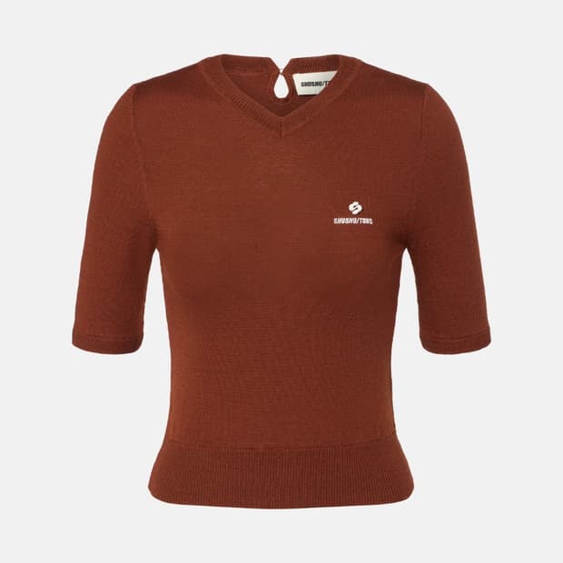 [6,8]슈슈통 25fw 숏 슬리브 반팔 니트/브라운