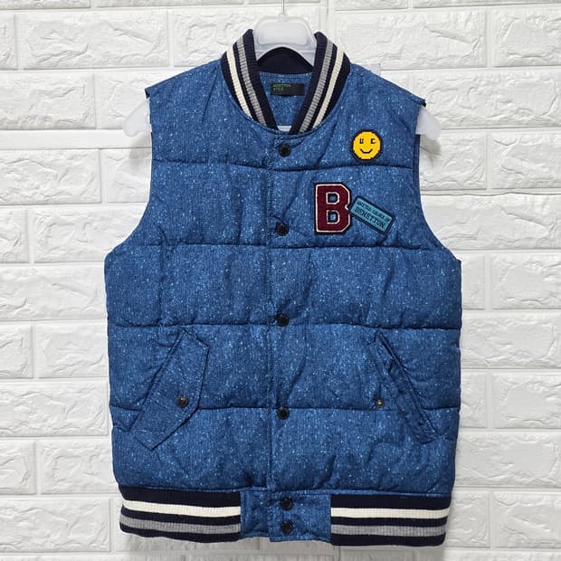 택포) 베네통 키즈 블루 퀼팅 조끼 145