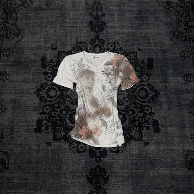 In the attic floral lettering half t shi