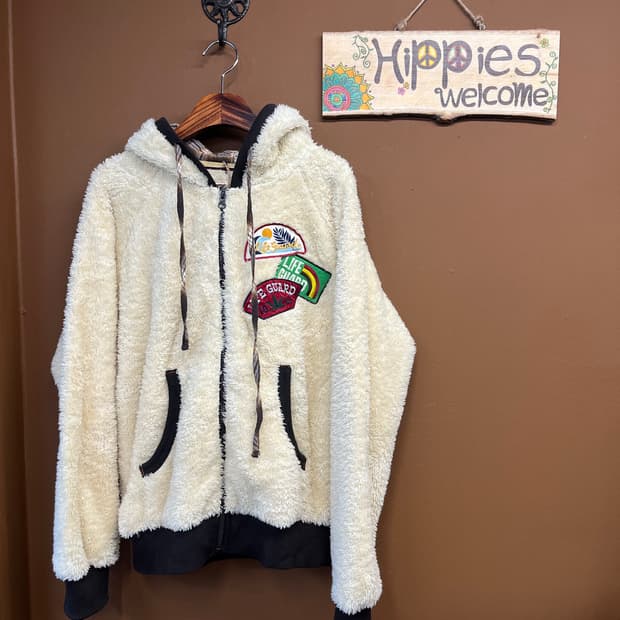 크림아이보리 플리스 후드집업