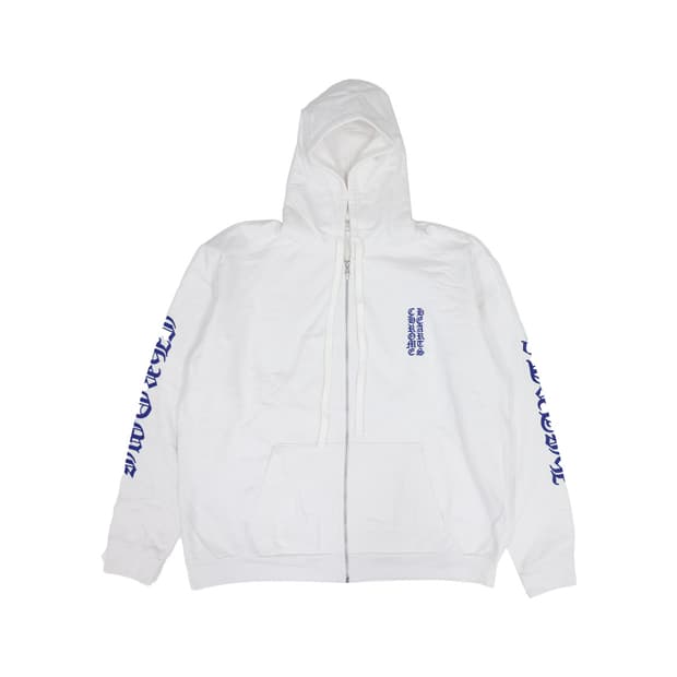 크롬하츠 Chrome hearts 버티컬 로고 집업 후드 화이트 블루