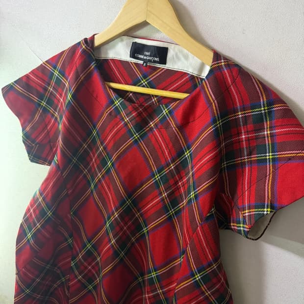 꼼데가르송 여성 체크 패턴 원피스 S(여성 66정도)