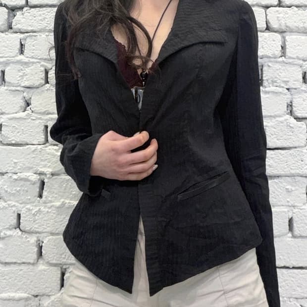 er Stripe Single Button Jacket