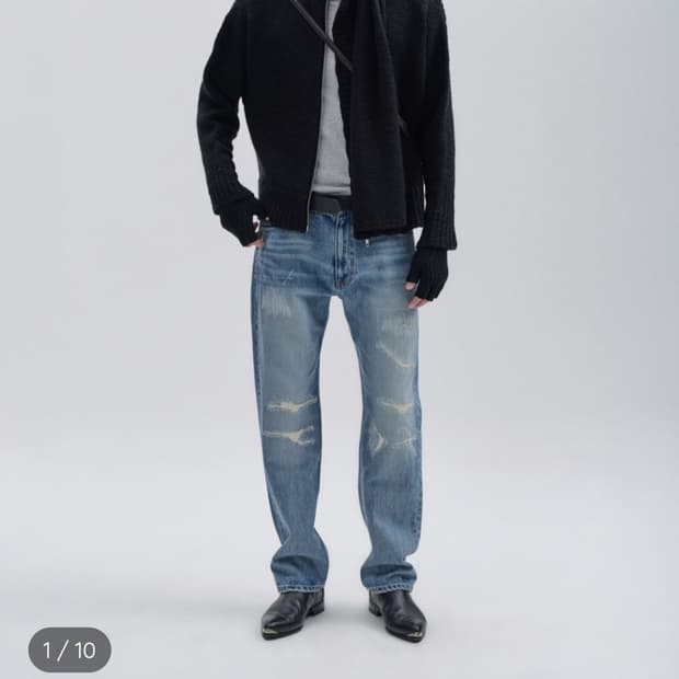 무명 머플러 니트 집업