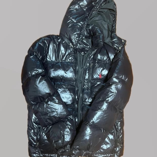 폴로 유광패딩 블랙 