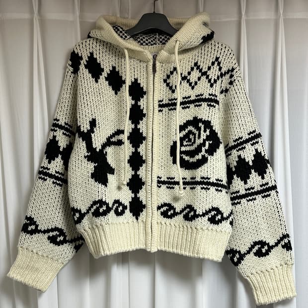 [2] 오픈와이와이 자카드 니트 코위찬 후드집업