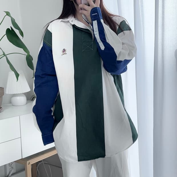 타미 컬러블록 월계수로고 럭비 셔츠 [ M ]