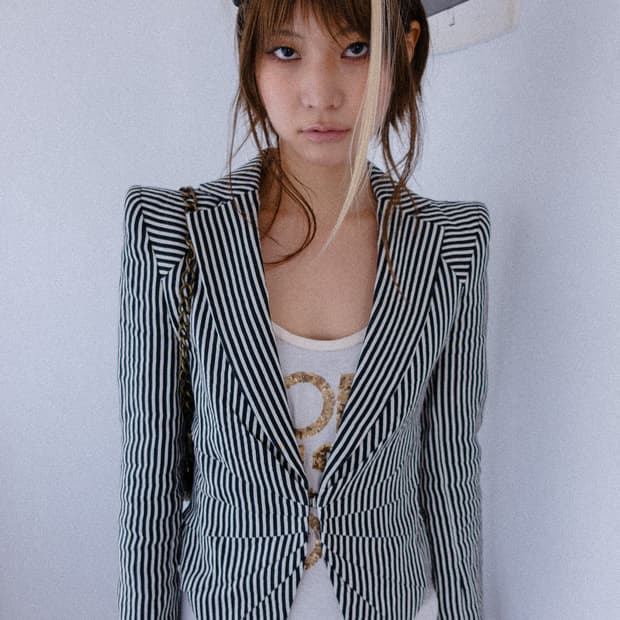 stripe cat shoulder jacket