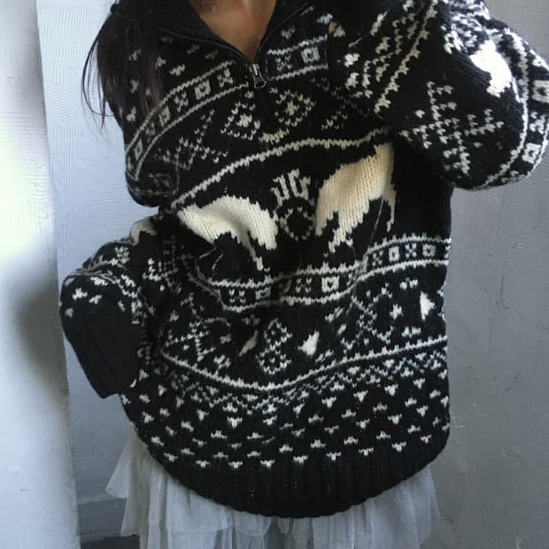 폴로 진스 헤비 울 노르딕 하프 집업