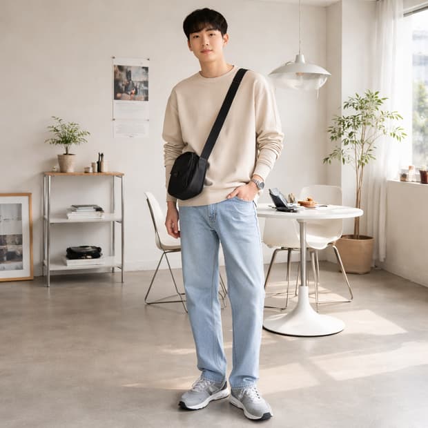 Lee[리] 라이더스 테이퍼드 연청 데님 팬츠 청바지