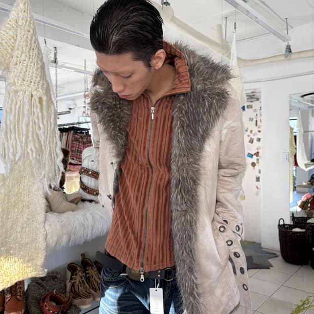 fur trim fake suede coat