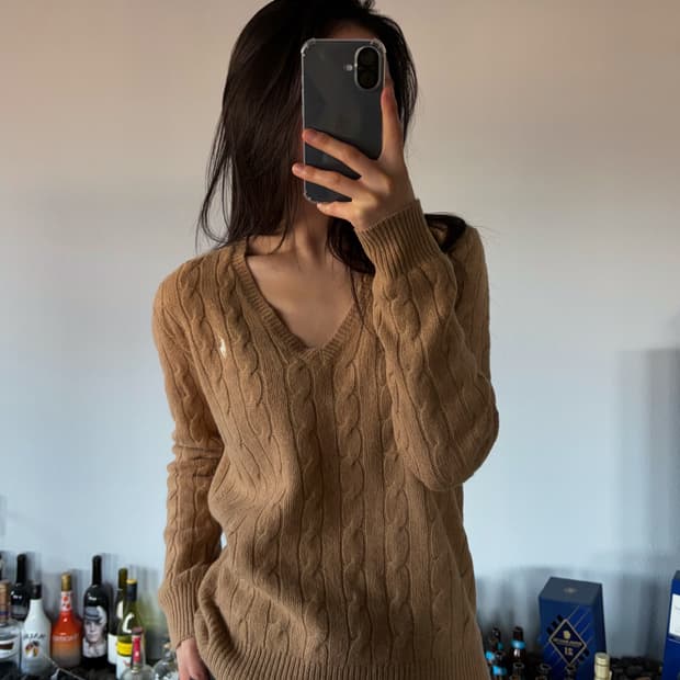 [M]폴로 랄프로렌 케이블 캐시미어 브이넥 니트 우먼스
