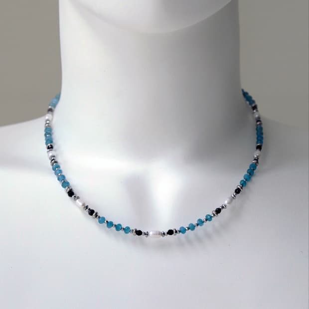 CASIOPEIA Blue Denim 애퍼타이트 진주 원석목걸이