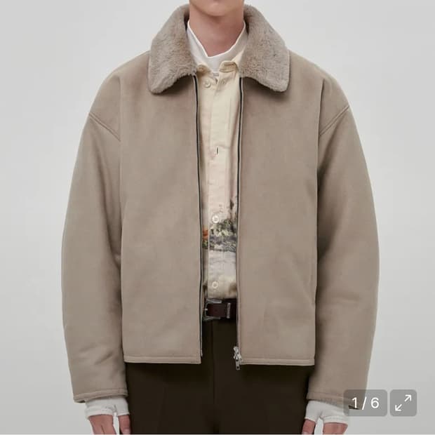 도프제이슨 심플 스웨이드 무스탕 베이지