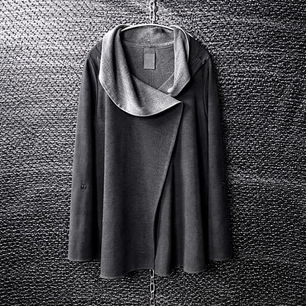 드레이프 레이어드 하이넥 자켓