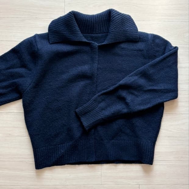 (빈티지) 네이비 니트 집업