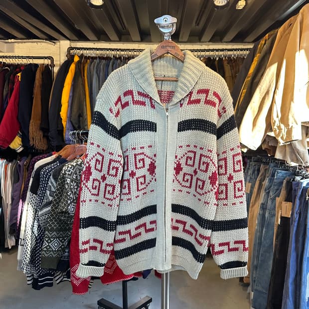 캐나다 헤비 울 코위찬 스웨터 가디건