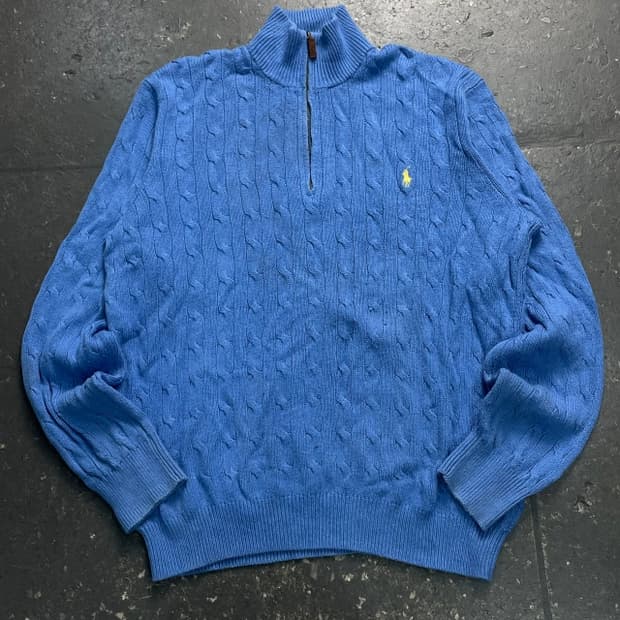 100 폴로 신형 꽈배기 반집업 니트 