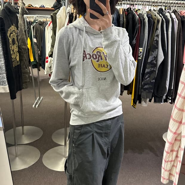 S)Hard Rock vintage 여성 프린팅 그레이 후디