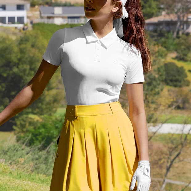 [새상품] 젝시믹스 골프 여성 리브드 폴로 숏슬리브 화이트 L