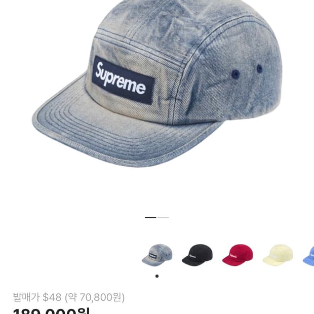 슈프림 워시드 치노 트윌 캠프캡 더티 인디고 - 24SS