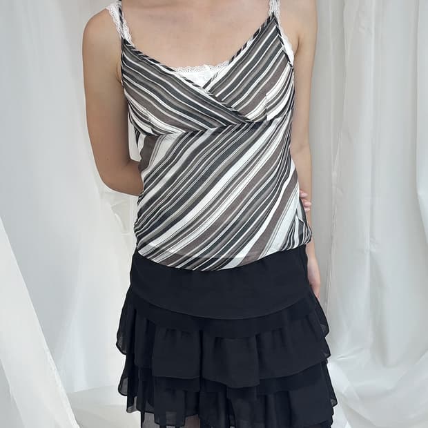 ICB wood mix diagonal stripe bustier